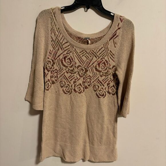 Free People Desert Rose Boho Wool Knit Bell Sleeve Sweater Y2K Tunic- Size XS - Picture 3 of 9
